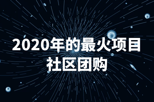 2020年的最火项目社区团购